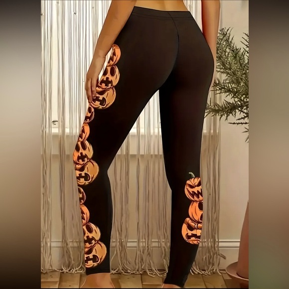 Halloween 🎃 Pumpkin Print Leggings - Picture 2 of 7